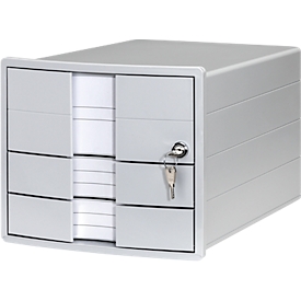 Drawer box HAN Impuls 2.0, size A4, 3 closed drawers, stackable, lockable, light grey