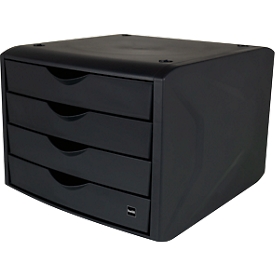 Drawer box Helit The Green Chameleon, 4 drawers with pull-out lock, A4 format, stackable, black