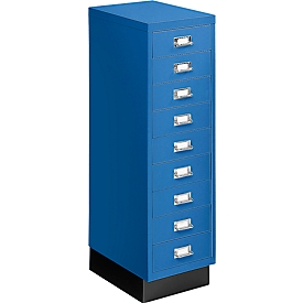 Drawer cabinet DIN A4, with 9 drawers, 940 mm high, gentian blue