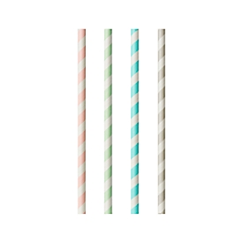 Drinkrietjes Papstar Stripes, wegwerp, L 200 x Ø 6 mm, gemaakt van FSC®-gecertificeerd papier, geassorteerde kleuren, 100 st.