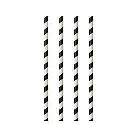 Drinkrietjes Papstar Stripes, wegwerp, L 240 x Ø 6 mm, gemaakt van FSC®-gecertificeerd papier, zwart en wit, 100 st.