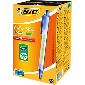 Drukbalpen BIC® ECOlutions® Clic Stic, 0,4 mm, gerecycleerd, blauw, 50 stuks