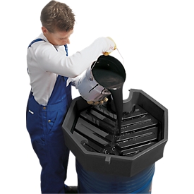 Drum funnel, polyethylene, blue, Ø 690 x H 190 mm, filling volume 22 l