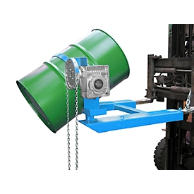 Drum tipper BAUER FD-K with chain, steel, W 1100 x D 1245 x H 610 mm, green