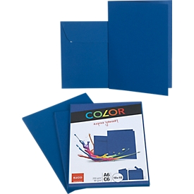 Dubbele kaarten ELCO Color, blanco, A6, 200 g/m², incl. passende enveloppen C6, 90 g/m², set van telkens 10 stuks, blauw