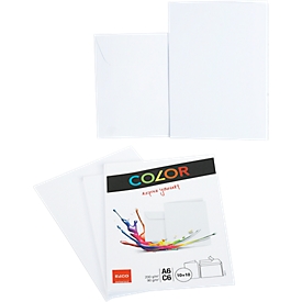 Dubbele kaarten ELCO Color, blanco, A6, 200 g/m², incl. passende enveloppen C6, 90 g/m², set van telkens 10 stuks, wit