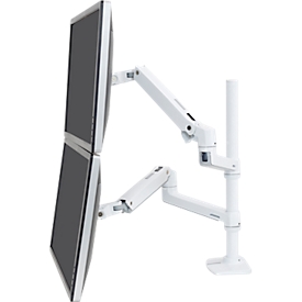 Dubbele monitorarm Ergotron LX 45-509-216, voor 2 monitoren tot 40", tot 20 kg, in hoogte verstelbaar, kantelen, zwenken &amp; zwenken, aluminium &amp; staal, wit