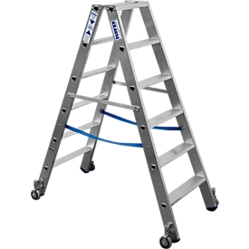 Dubbele trapladder van aluminium met wielen, 2 x 6 treden
