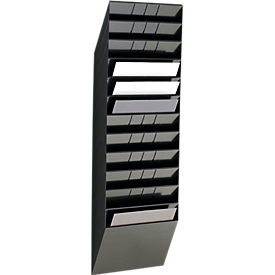 Durable brochure dispenser Flexiboxx 12, 12 dispensers, A4, landscape, black