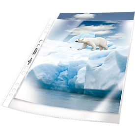 Durable brochure pockets Premium, DIN A4, open top, 50 pieces, grained, transparent