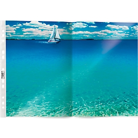 Durable brochure pockets special, DIN A3 folded to DIN A4, 50 pieces, grained, transparent