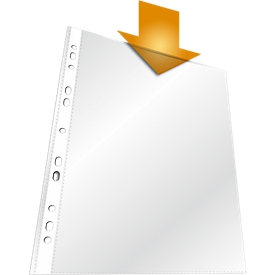 Durable brochure pockets standard, DIN A4, open top, 100 pieces, transparent