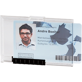 Durable card holder Pushbox Mono, for 1 card, practical slide function, 10 pieces