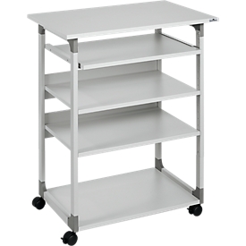 DURABLE Computertrolley 75 VH, in hoogte verstelbaar, breedte 750 mm, met wieltjes, grijs