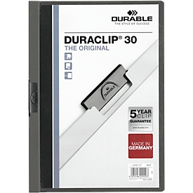 DURABLE klemmap DURACLIP, A4, kunststof, met clip, antraciet