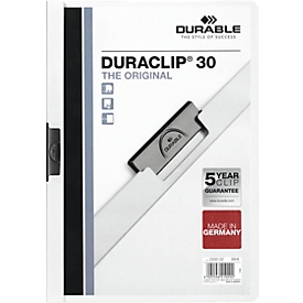 DURABLE klemmap DURACLIP, A4, kunststof, met clip, wit