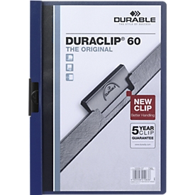 DURABLE klemmappen DURACLIP, A4, kunststof, met clip, donkerblauw