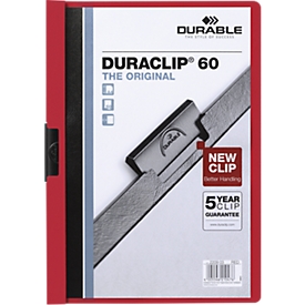DURABLE klemmappen DURACLIP, A4, kunststof, met clip, rood
