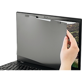 Durable MAGNETIC privacy filter, for notebooks &amp; touchscreens with 15.6'' &amp; 16:9 aspect ratio, incl. document pouch &amp; microfiber cloth, anthracite/grey