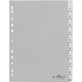 DURABLE PP-Register mit Wechseltaben, Zahlen 1-10, grau