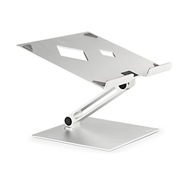Durable Stand Rise laptop stand, for laptops up to 17", rubber pads, manually adjustable, with recessed grip, aluminum