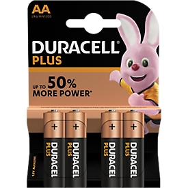 DURACELL® batterijen Plus, Mignon AA, 1,5 V, 4 stuks