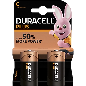 DURACELL Plus Batterie, Baby C 1,5 V, 2 Stück