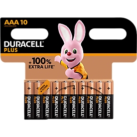 Duracell Plus Extra Life batterijen, Micro AAA, voltage 1,5 V, 10 stuks