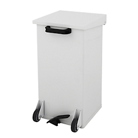 Dutch Design Poubelle à pédale Carro-Kick, ignifuge, couvercle soft-close, mobile avec roulettes, 55 litres, L 300 x P 300 x H 600 mm, blanc