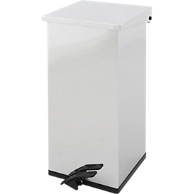 Dutch Design Tritt-Mülleimer Carro-Kick, feuerfest, Soft-Close-Deckel, 55 Liter, B 300 x T 300 x H 600 mm, Edelstahl