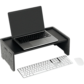 Duurzame monitorstandaard EFFECT, 3-etage, 60 % PET-vilt, tot 10 kg, kabeluitgangen, antraciet