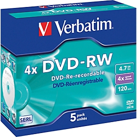 DVD-RW, 4,7 GB, 5 Jewelcases