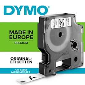 DYMO® D1 krachtige flexibele nylon tape, B 12 mm ,zwart/wit