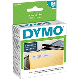 DYMO LabelWriter, etiquetas de dirección de retorno, permanentes, 25 x 54 mm, 1 rollo à 500 pcs.