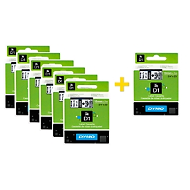 DYMO® lint beletteringssysteem 45803, 19 mm breed, wit/zwart, 6 + 1 GRATIS