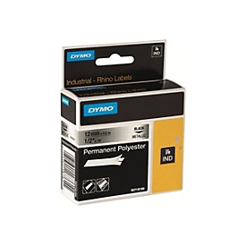 Dymo RhinoPRO Permanent Polyester - Polyester - permanenter Klebstoff - schwarz auf durchsichtig - Roll (1.9 cm x 5.5 m)