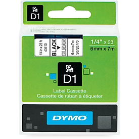 DYMO® Schriftbandkassette 43610, 6 mm breit, transparent/schwarz