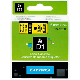 DYMO® schrijflintcassette D1 43618, 6 mm breed, geel/zwart