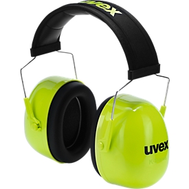 Earmuffs uvex K4, memory foam, SLC80 35 dB, EN 352-1, length adjustable, padded headband, neon lime