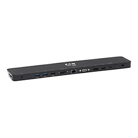 Eaton Tripp Lite Series Triple-Monitor USB C Dock USB C Docking Station with 4K HDMI & DisplayPort, VGA - USB-A/C, GbE, 100W PD, Black - Dockingstation - USB-C 3.1 / Thunderbolt 3 - VGA, HDMI, DP - 1GbE