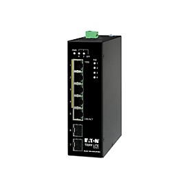 Eaton Tripp Lite series Unmanaged Industrial Gigabit Ethernet Switch 5-Port - 10/100/1000 Mbps, PoE+ 30W, 2 GbE SFP Slots, DIN Mount - Switch - unmanaged - 4 x 10/100/1000 (PoE+)
