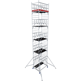 Échafaudage roulant aluminium Krause ProTec XXL, 200 kg/m², homologué TÜV, roulettes freinées, L 2000 x l 1400 x H 11300 mm