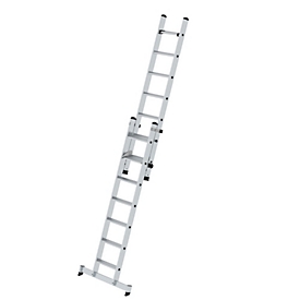 Echelle coulissante à marches Munk, 2 parties, traverse nivello®, stable sur surfaces inégales, utilisation intérieure/extérieure, 2x7 marches