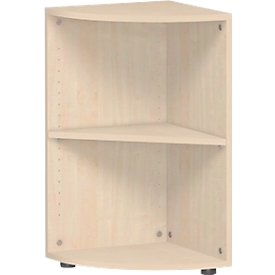Eckabschlussregal PALENQUE, 2 OH, B 400 x T 400 x H 752 mm, Ahorn