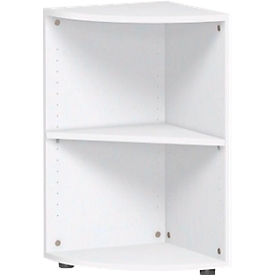Eckabschlussregal PALENQUE, 2 OH, B 400 x T 400 x H 752 mm, weiß