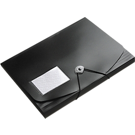 Eckspanner FolderSys JUMBO, A4, B 240 x H 320 mm, 3 Innenklappen & Gummizug-Verschluss, Polypropylen, Stärke 0,42 mm, schwarz, 10 Stück