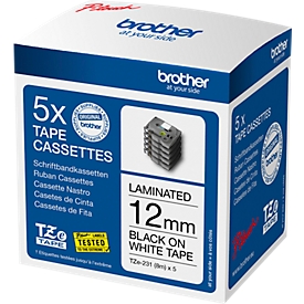Economy pack 5x tape cassettes Brother Tze-231M, self-adhesive, 8 m x 12 mm, black