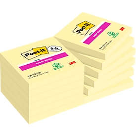 Economy pack Post-it® Sticky Notes Super Sticky Notes, 76 x 76 mm, yellow, 12 pads á 90 sheets