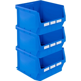 Economy set caja de almacenaje abierta LF 543, polipropileno, L 500 x A 470 x A 300 mm, 57 l, azul, 3 pzs.