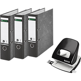Economy set Leitz® map 1080, 80 mm, 20 stuks + gratis Leitz® punch NeXXt serie 5008, zwart